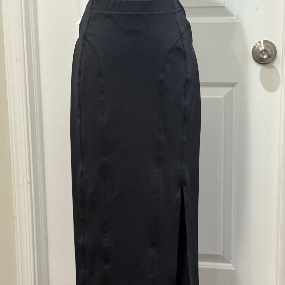 Nordstrom Open Edit Black Pencil Midi Skirt with Front Slit